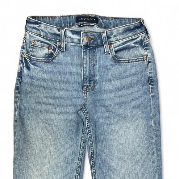 Aeropostale Mid Rise Flare Light Wash Size 2 Regular Denim Jeans Women - Picture 2 of 8